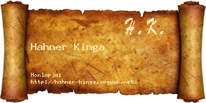 Hahner Kinga névjegykártya